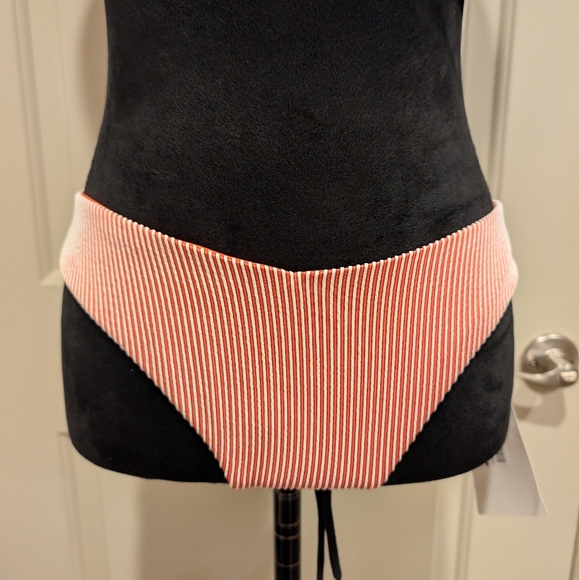 Onia Spiced Coral and White Striped Ribbed Bikini Set Size Medium - Picture 3 of 12